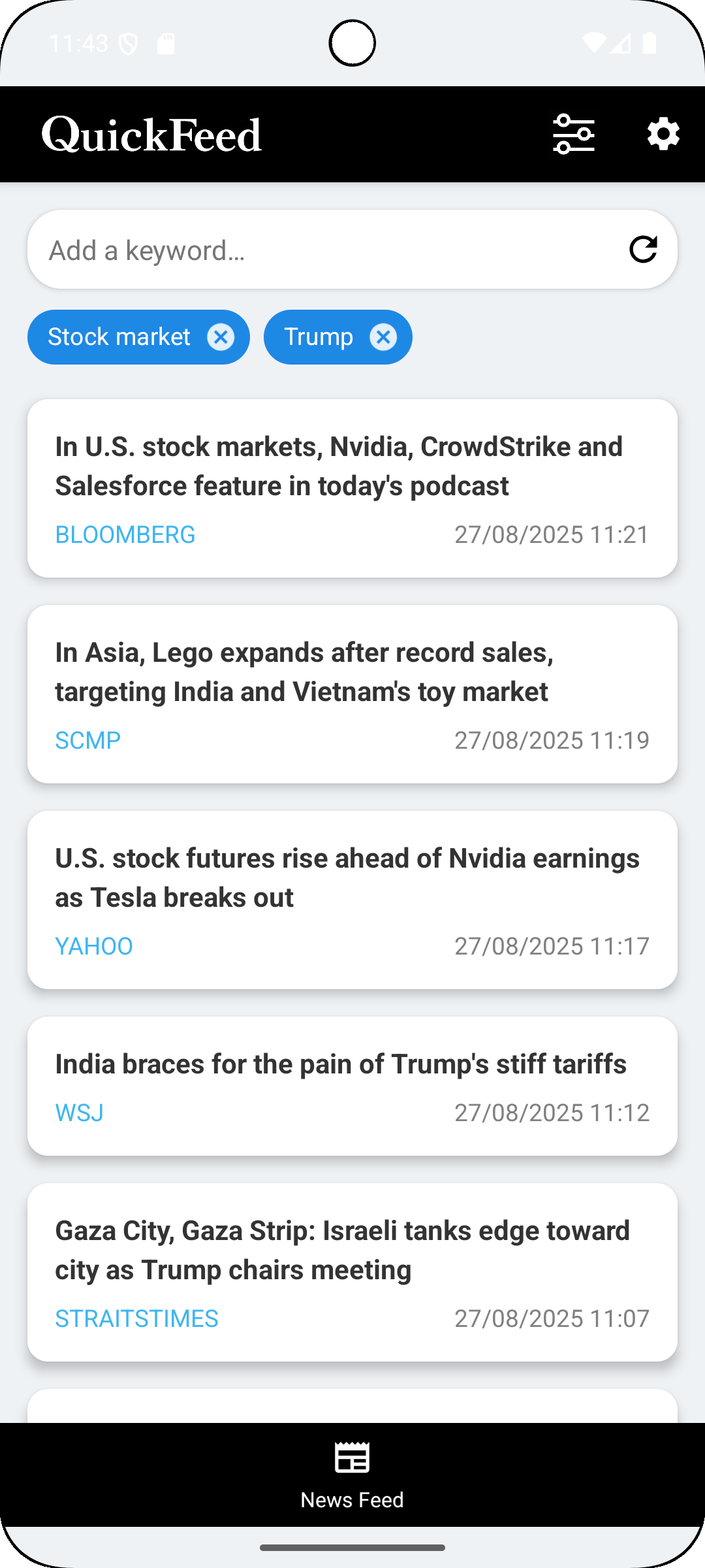 QuickFeed Screen 2